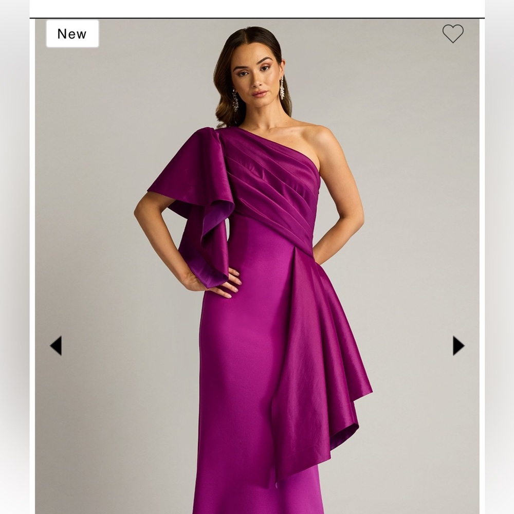 Tadashi Shoji One-Shoulder Magenta Evening Gown